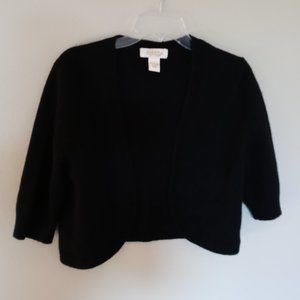 Black 100% Cashmere Open Front Sweater